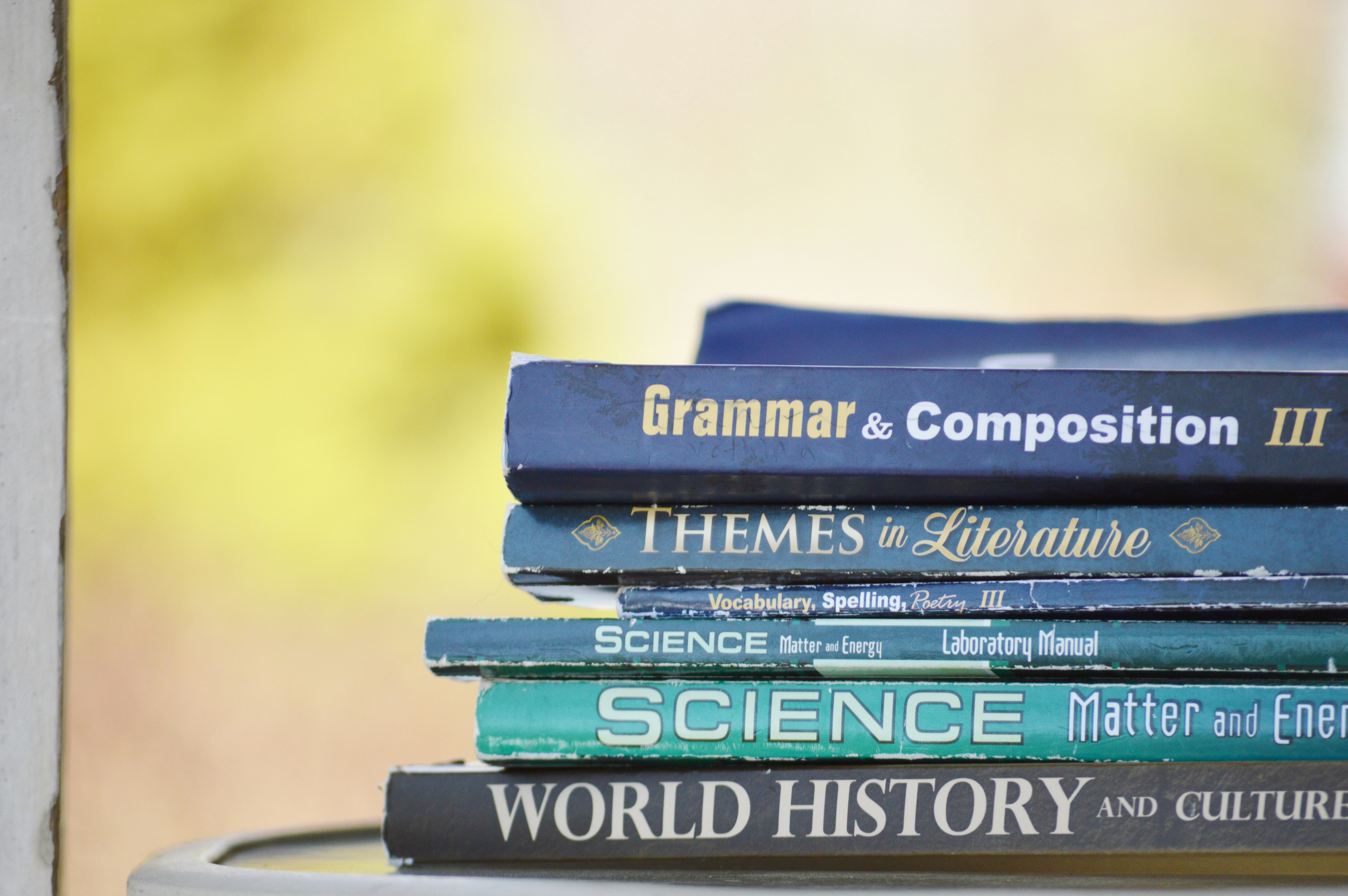 A learner studying with notebooks and study tools